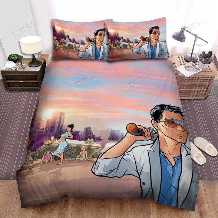 Archer Characters On The Beach Bed Sheets Spread Duvet Cover Bedding Sets