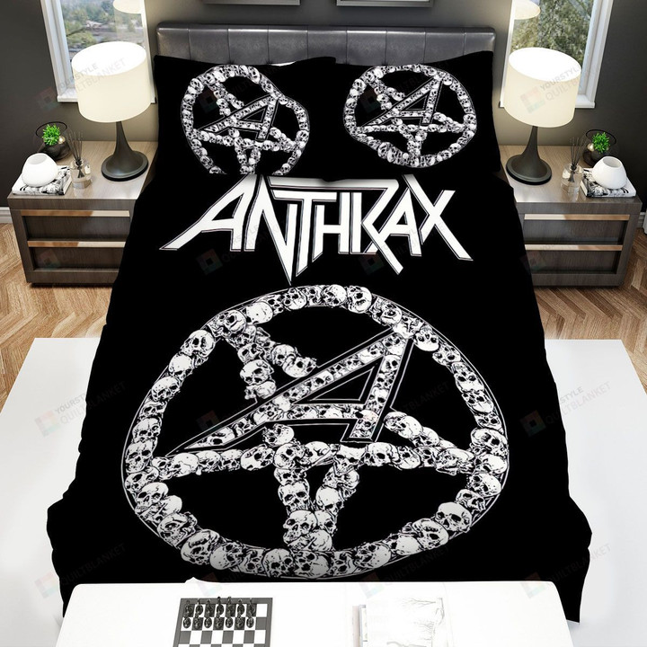 Anthrax Skulls Logo Bed Sheets Spread Comforter Duvet Cover Bedding Sets