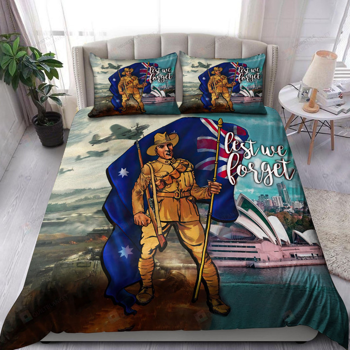 Australia Anzac Day Lest We Forget Bedding Set Cotton Bed Sheets Spread Comforter Duvet Cover Bedding Sets