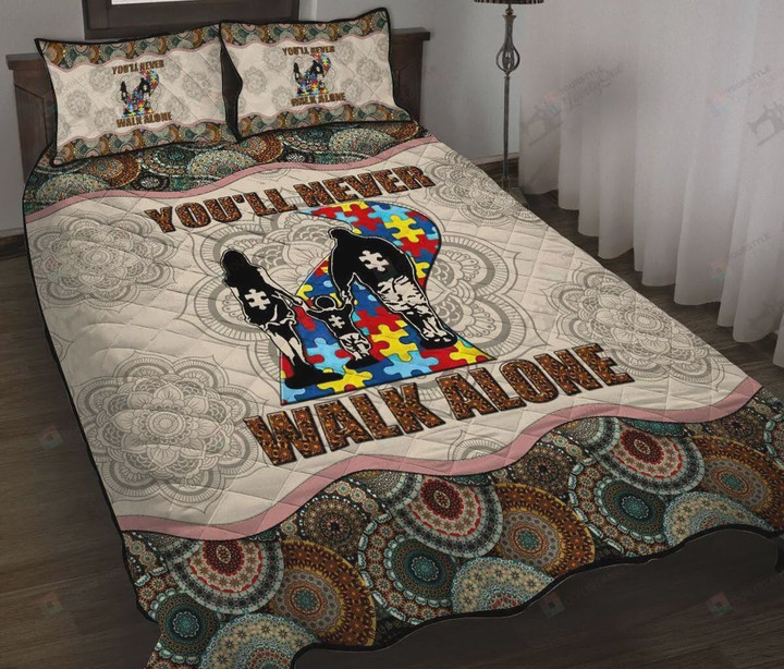Autism You'll Never Walk Alone Son Cotton Bed Sheets Spread Comforter Duvet Cover Bedding Sets