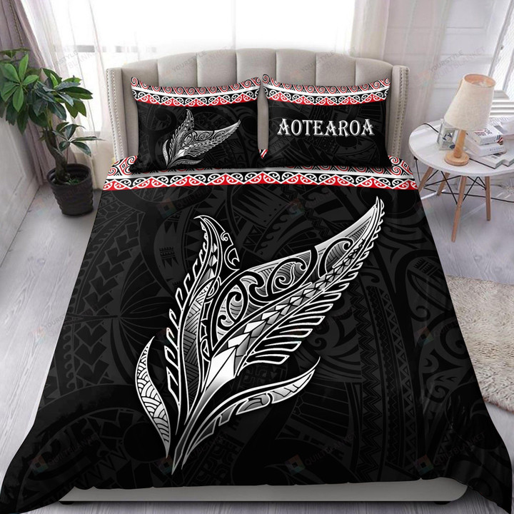 Aotearoa New Zealand Silver Fern Symbol Duvet Cover Bedding Set
