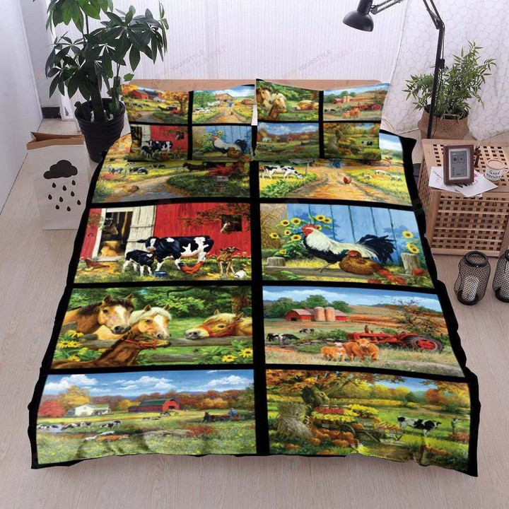 Animals In Farm Cotton Bed Sheets Spread Comforter Duvet Cover Bedding Sets