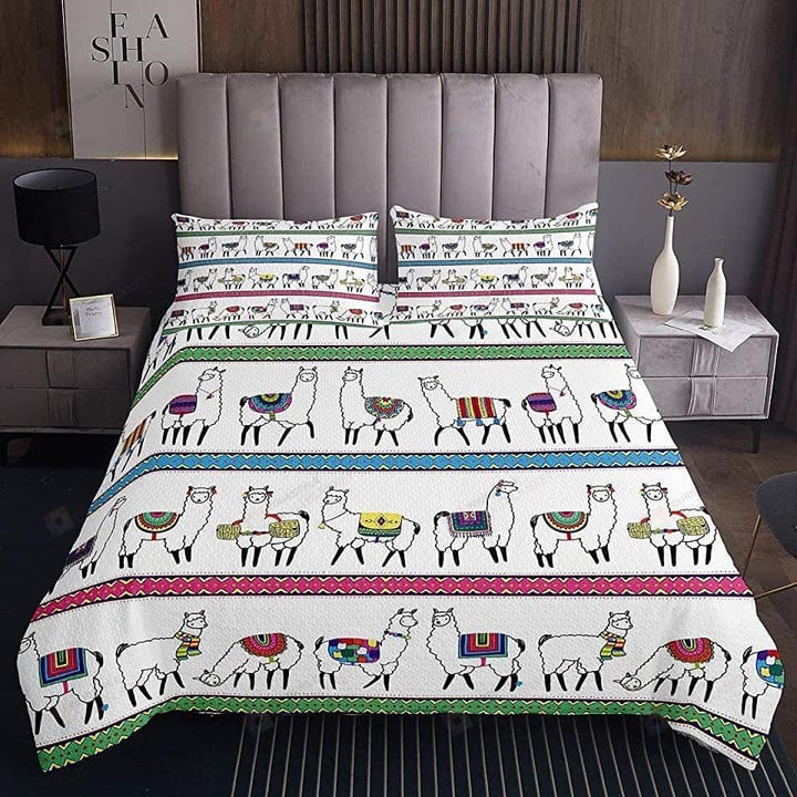 Alpaca Mini Pattern Bedding Set Bed Sheets Spread Comforter Duvet Cover Bedding Sets