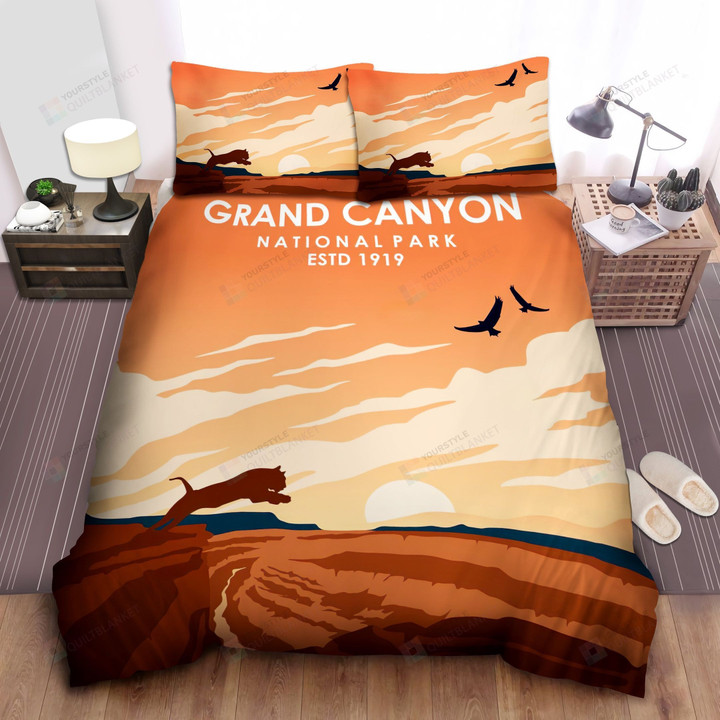 Arizona Grand Canyon National Park Illustration Bed Sheets Spread Comforter Duvet Cover Bedding Sets