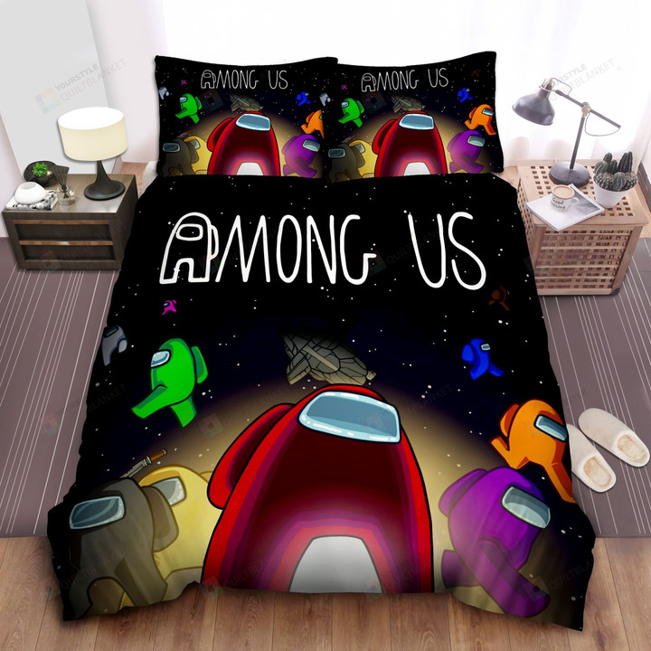 Among Us And Galaxy Bed Sheets Spread Comforter Duvet Cover Bedding Sets