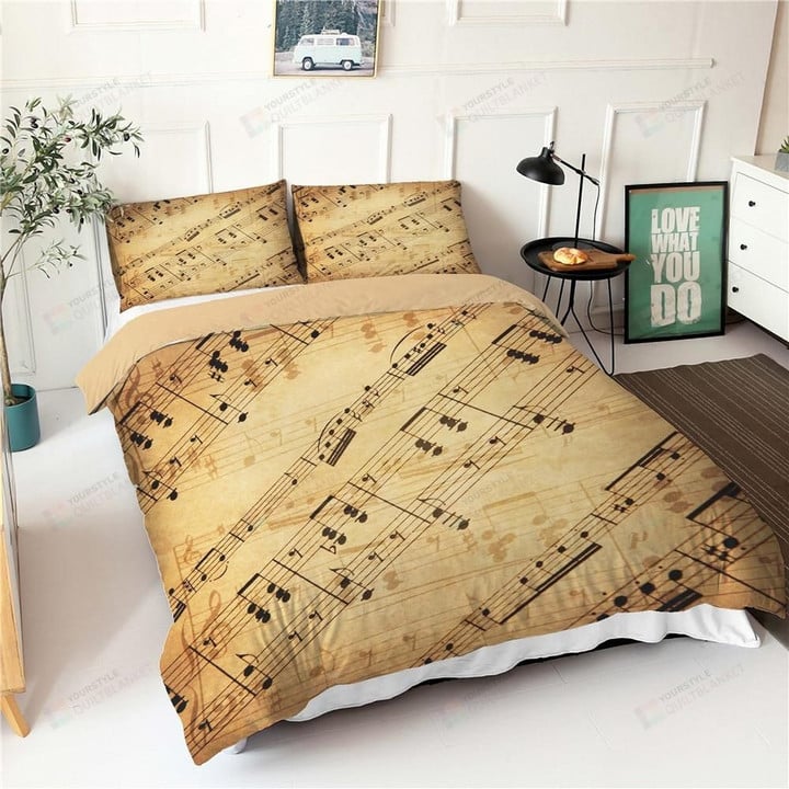Artistic Music Notes Bed Sheets Duvet Cover Bedding Set
