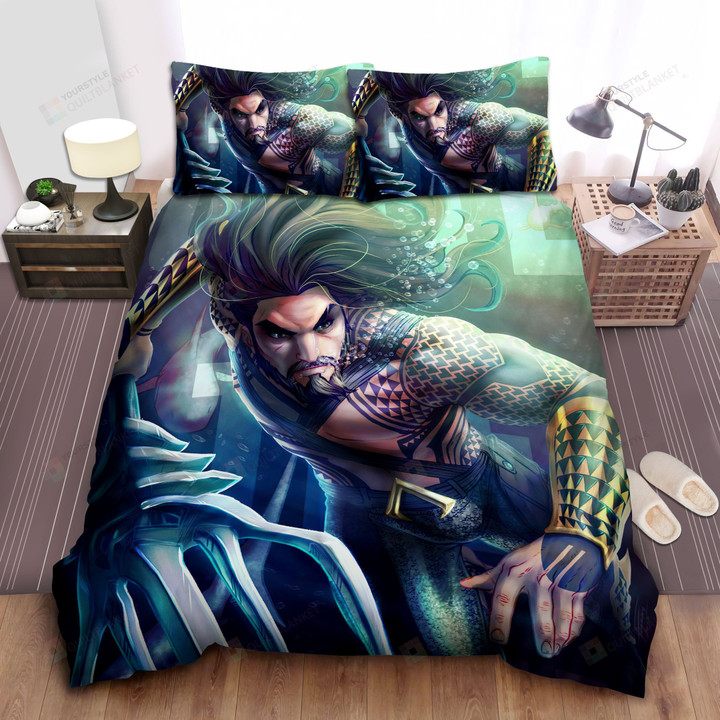 Aquaman Arthur Curry In Justice League Artwork Bed Sheets Spread Comforter Duvet Cover Bedding Sets