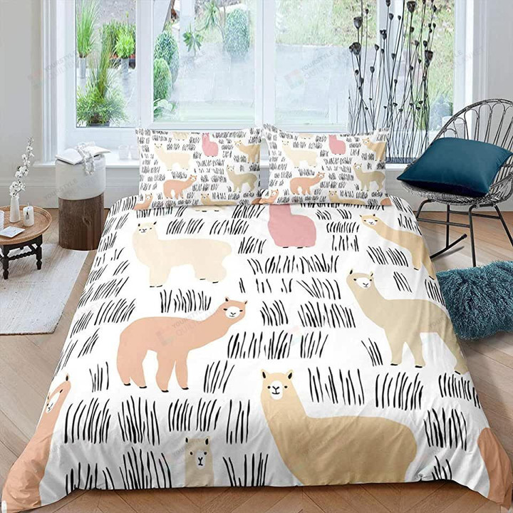 Alpaca DRawing Pattern Bedding Set Bed Sheets Spread Comforter Duvet Cover Bedding Sets