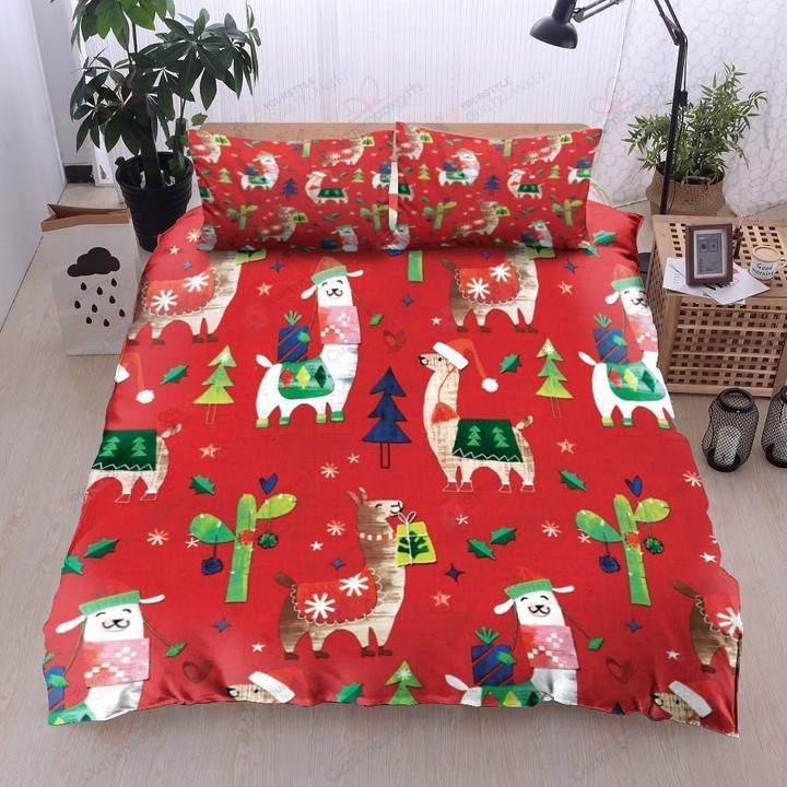 Alpaca In Christmas Vibe Cotton Bed Sheets Spread Comforter Duvet Cover Bedding Sets