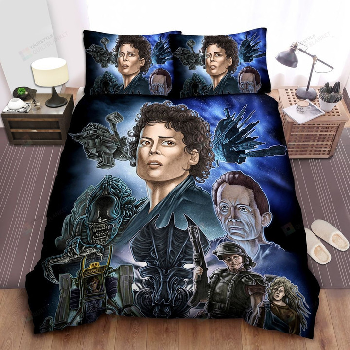 Aliens Characters Illustration Bed Sheets Spread Comforter Duvet Cover Bedding Sets