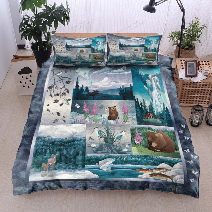 Bear Deer Fish Mountain Cotton Bed Sheets Spread Comforter Duvet Cover Bedding Sets