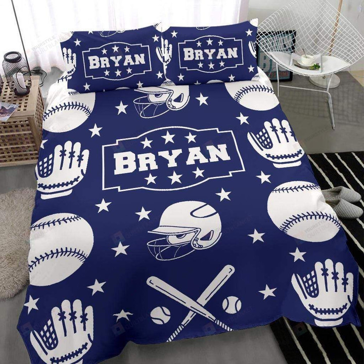 Baseball Pattern Personalized Custom Name Duvet Cover Bedding Set