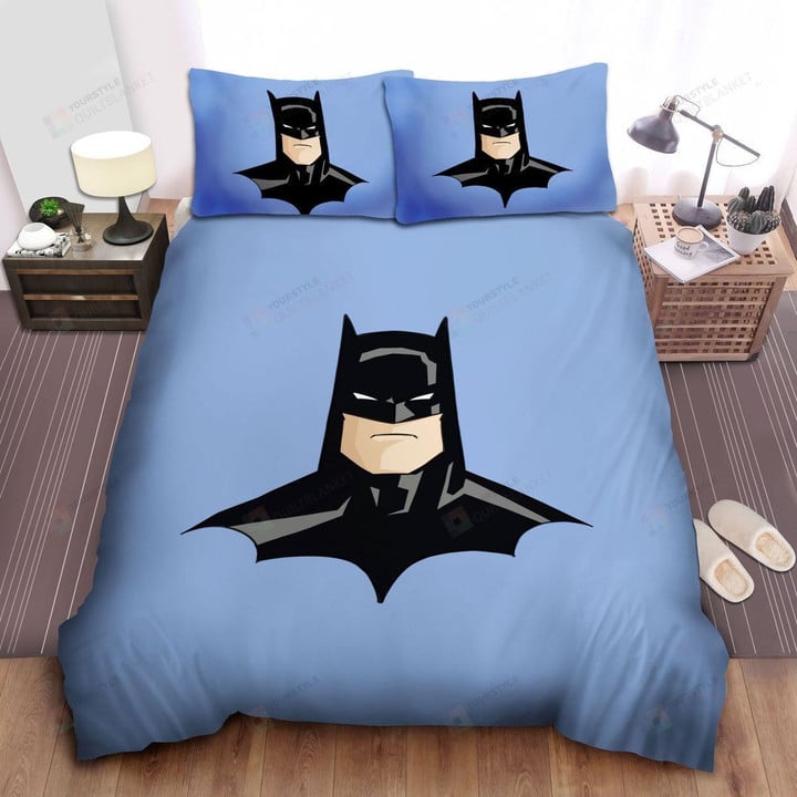 Batman Head Drawing In Light Blue Bed Sheets Spread Comforter Duvet Cover Bedding Sets