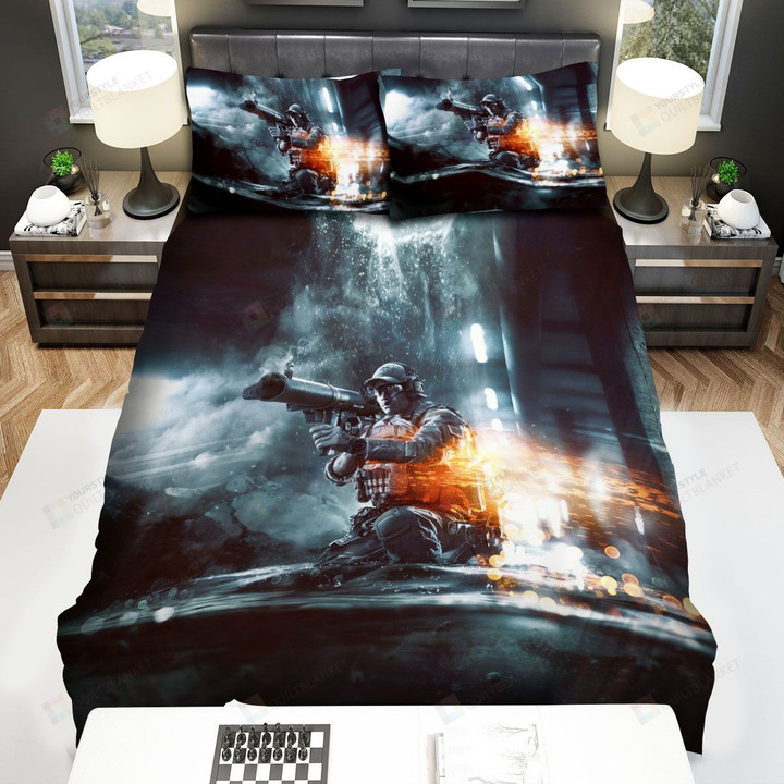 Battlefield 4 Shooter Bed Sheets Spread Comforter Duvet Cover Bedding Sets