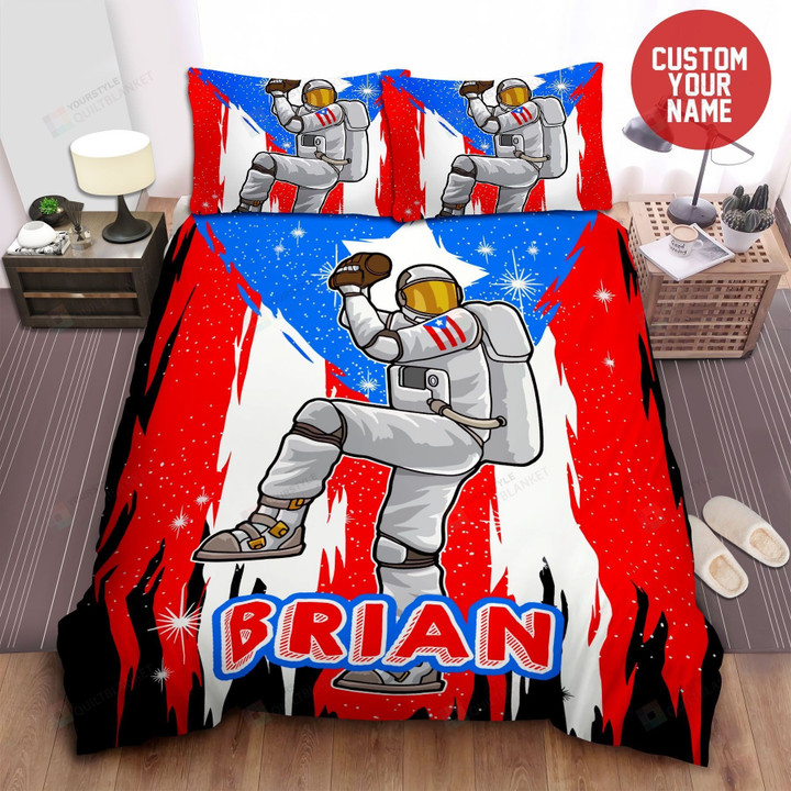 Baseball Astronaut Custom Name Duvet Cover Bedding Set
