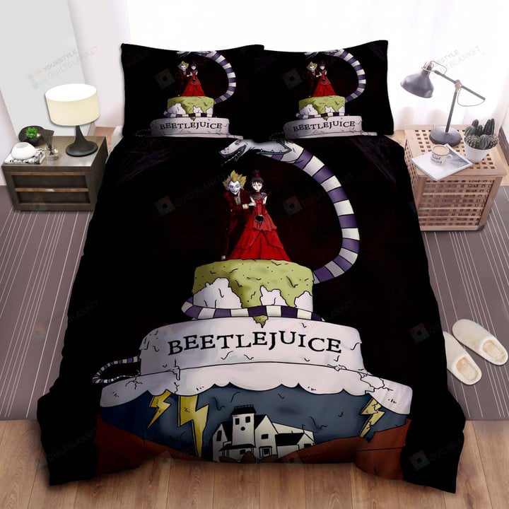 Beetlejuice & Lydia Deetz Wedding Cake Bed Sheets Spread Comforter Duvet Cover Bedding Sets