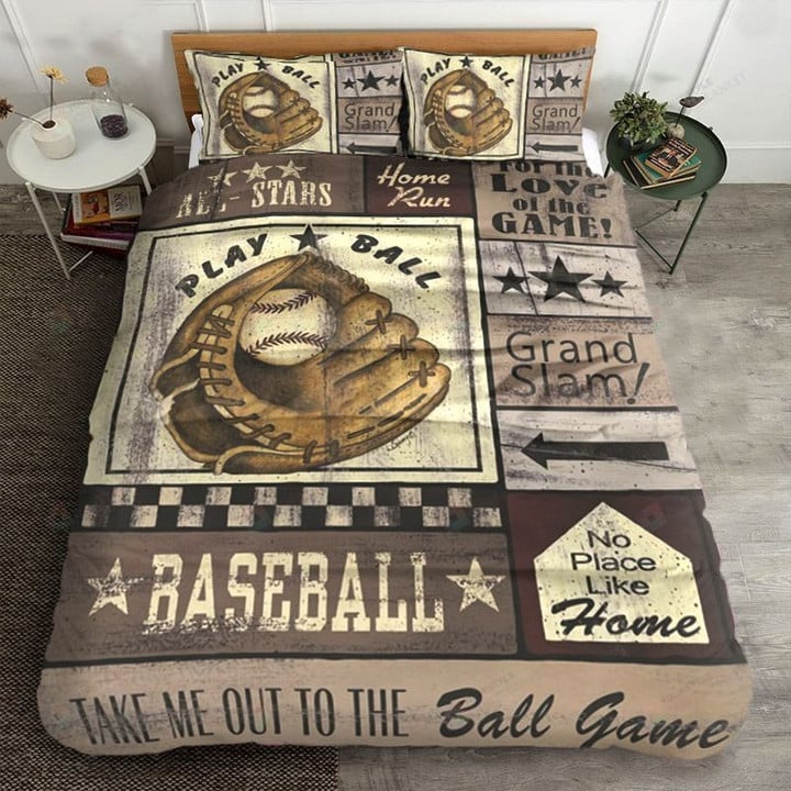Baseball Take Me Out To The Ball Game Cotton Bed Sheets Spread Comforter Duvet Cover Bedding Sets