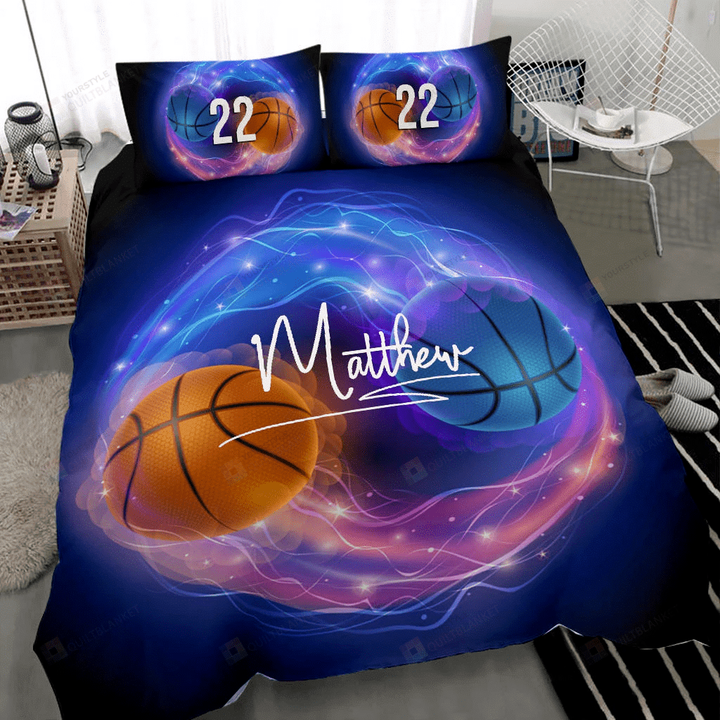 Basketball Ying Yang Custom Duvet Cover Bedding Set With Your Name And Number