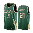 2020-21 Milwaukee Bucks Jrue Holiday Earned Edition Green #21 Jersey