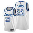 Los Angeles Lakers #23 LeBron James White 2020-21 City Edition Jersey New Blue Silver Logo
