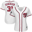 Max Scherzer Washington Nationals Majestic Women's 2019 World Series Champions Home Official Cool Base Bar Patch Player Jersey - White