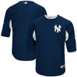 New York Yankees Majestic Collection On-Field 3/4-Sleeve Batting Practice Jersey - Navy/White