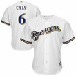 Lorenzo Cain Milwaukee Brewers Majestic Official Cool Base Player Jersey - White