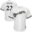 Christian Yelich Milwaukee Brewers Majestic Official Cool Base Player Jersey - White