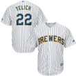 Christian Yelich Milwaukee Brewers Majestic Alternate Official Cool Base Player Jersey - White/Royal