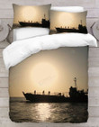 3D Digital Printed Sunset And Ship Cotton Bed Sheets Spread Comforter Duvet Cover Bedding Sets