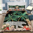 3D Leopard In Tropical Place Cotton Bed Sheets Spread Comforter Duvet Cover Bedding Sets