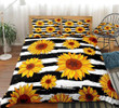 3D Sunflower Stripped Pattern Cotton Bed Sheets Spread Comforter Duvet Cover Bedding Sets