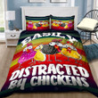 3D Easily Distracted By Chickens Cotton Bed Sheets Spread Comforter Duvet Cover Bedding Sets