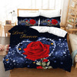 3d Blue Starry Sky Red Rosy Floral Bed Sheets Duvet Cover Bedding Set Great Gifts For Birthday Christmas Thanksgiving