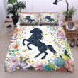 3D Black Unicorn Flower Cotton Bed Sheets Spread Comforter Duvet Cover Bedding Sets
