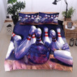 3D Purple Bowling Cotton Bed Sheets Spread Comforter Duvet Cover Bedding Sets