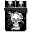 3D Floral Skull Black And White Cotton Bed Sheets Spread Comforter Duvet Cover Bedding Sets