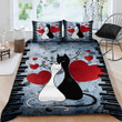 3D Black And White Cat Couple Love Cotton Bed Sheets Spread Comforter Duvet Cover Bedding Sets