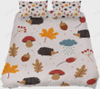 Autumn Leaf Cute Hedgehog Mushroom Bed Sheets Duvet Cover Bedding Sets