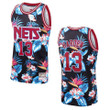 Brooklyn Nets James Harden Hardwood Classics Jersey Floral Fashion Black