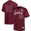#22 Mississippi State Bulldogs adidas Button-Up Baseball Jersey - Maroon