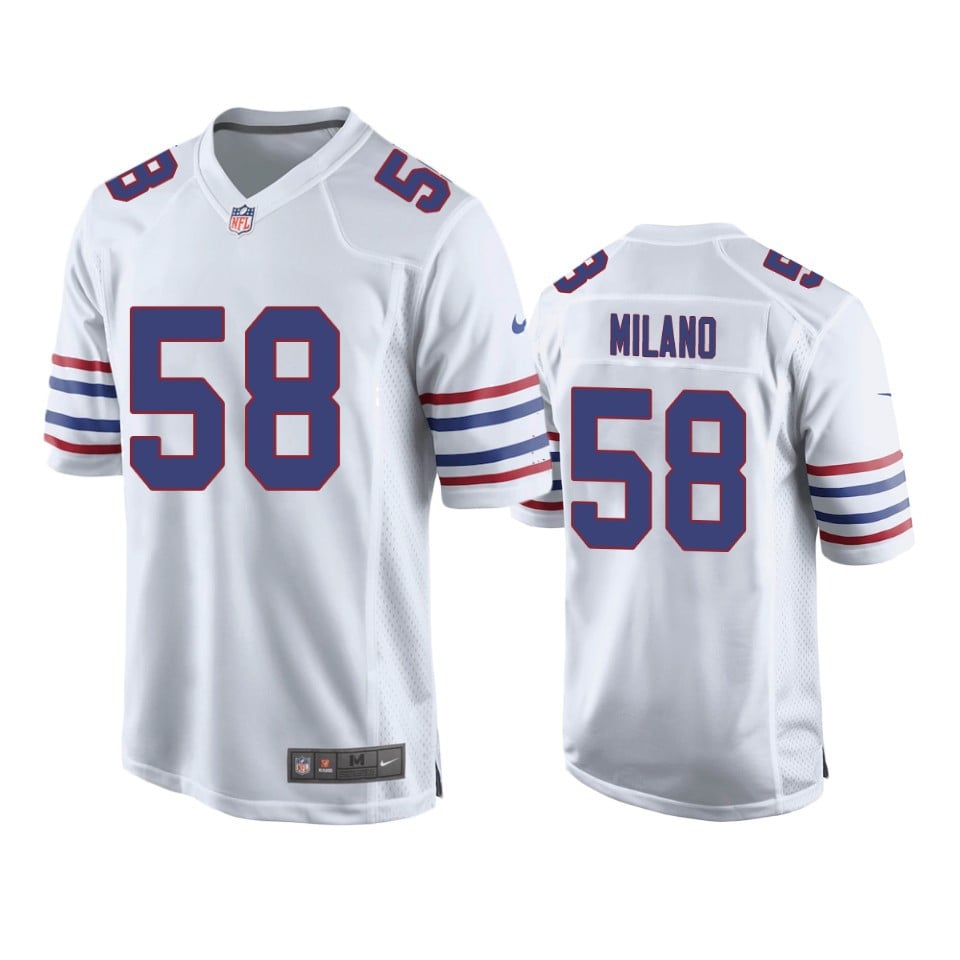 Bills Matt Milano Alternate Game White Jersey