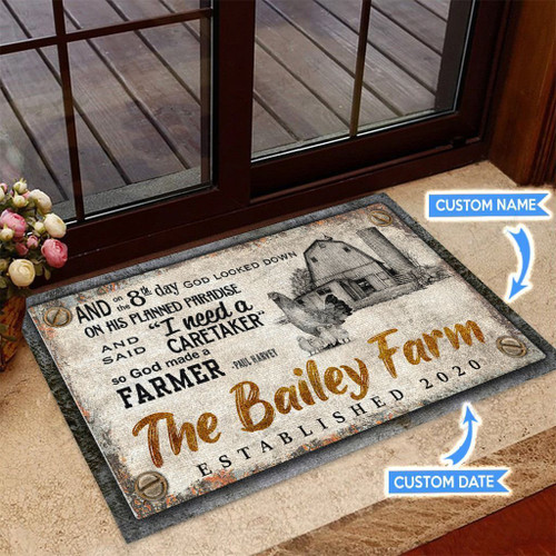 So God made a Farmer - Chicken Funny Outdoor Indoor Wellcome Doormat - Pagift Store