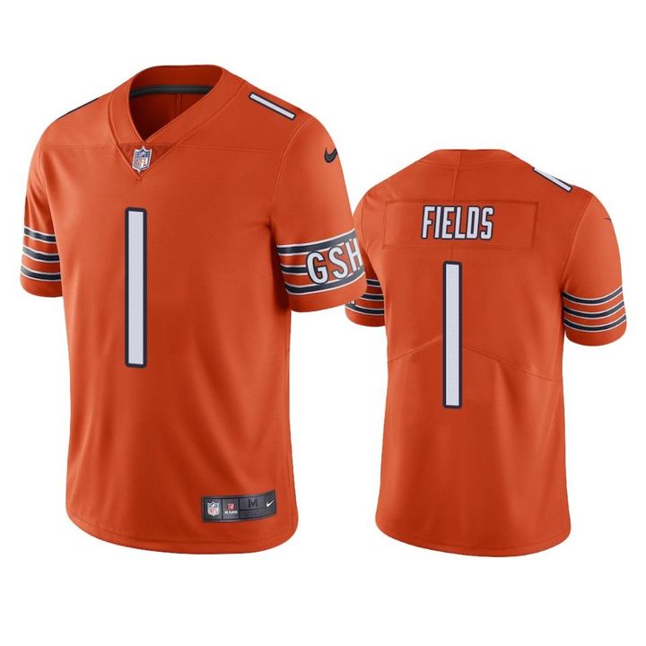 Bears Justin Fields 2021 NFL Draft Orange Vapor Limited Jersey