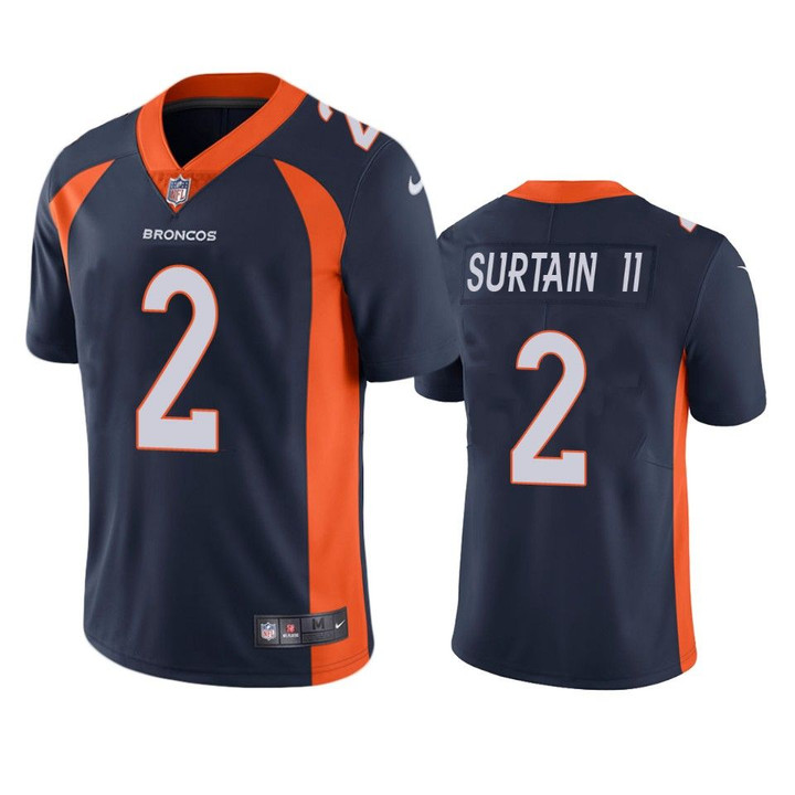 Broncos Patrick Surtain II 2021 NFL Draft Navy Vapor Limited Jersey