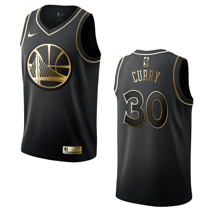 Men's Golden State Warriors #30 Stephen Curry Golden Edition Jersey - Black