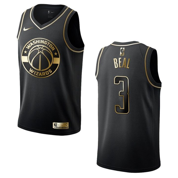 Men's Washington Wizards #3 Bradley Beal Golden Edition Jersey - Black