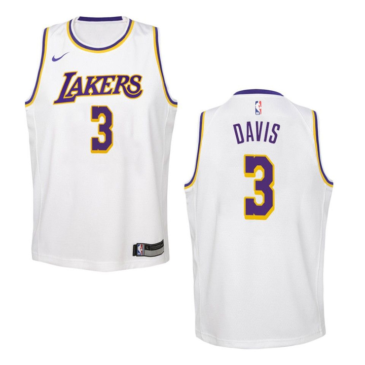 Youth Los Angeles Lakers #3 Anthony Davis Association Swingman Jersey - White