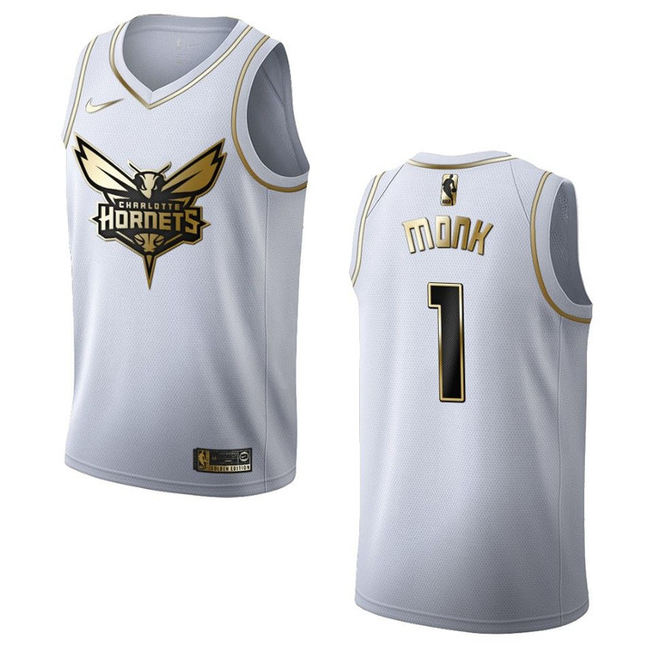 Men's Charlotte Hornets #1 Malik Monk Golden Edition Jersey - White
