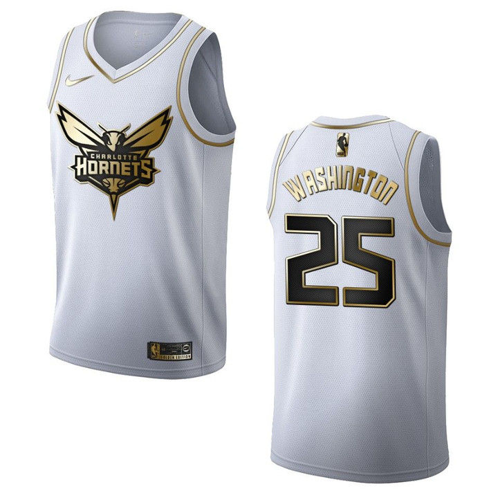 Men's Charlotte Hornets #25 P. J. Washington Golden Edition Jersey - White
